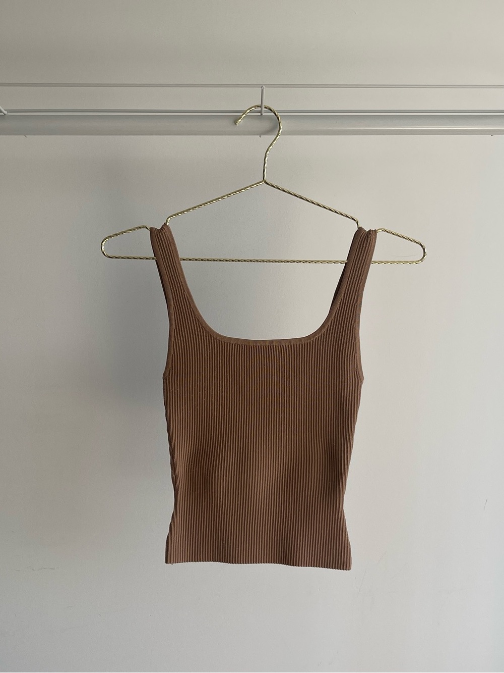 Aritzia Tan Sculpt Knit Squareneck Tank Top